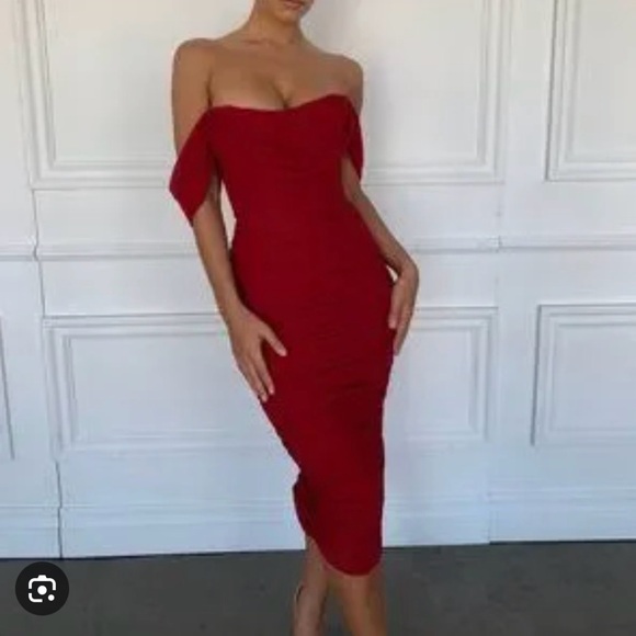 NWT House of CB Carlotta Wine Dress Size XS - Picture 3 of 16